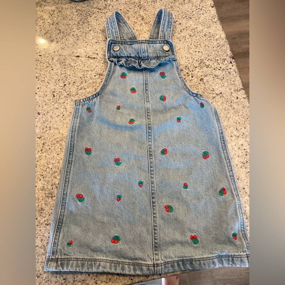 Gap denim dress with cherries little girl size 5 - Picture 2 of 5